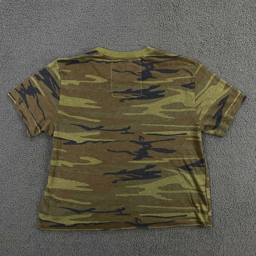 Aviator Nation T-shirt Womens Large Camo Skull Cross Bones Crop Retro Crew - Picture 6 of 9